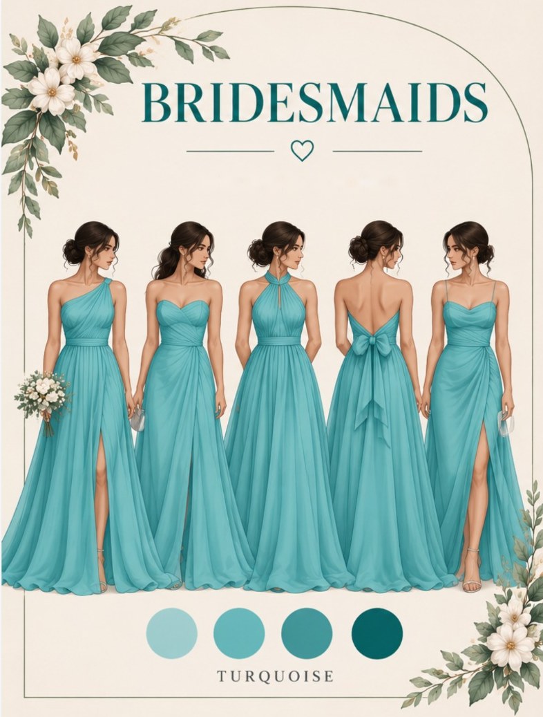 Bridesmaids dress code: turquoise